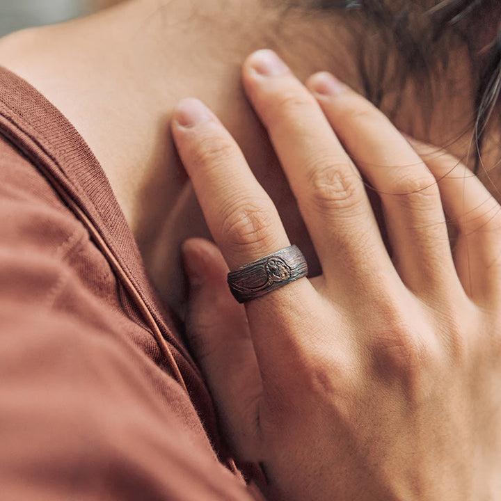 Pierścionek z motywem lotosu i Buddha Stones ze srebra próby 999 - image 10