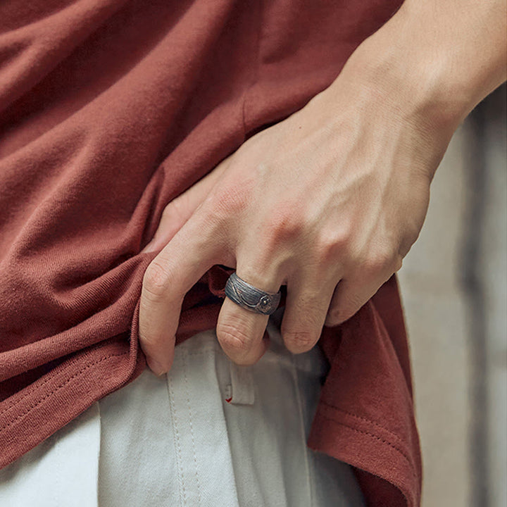 Pierścionek z motywem lotosu i Buddha Stones ze srebra próby 999 - image 12