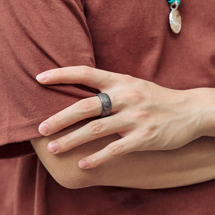 Pierścionek z motywem lotosu i Buddha Stones ze srebra próby 999 - image 11