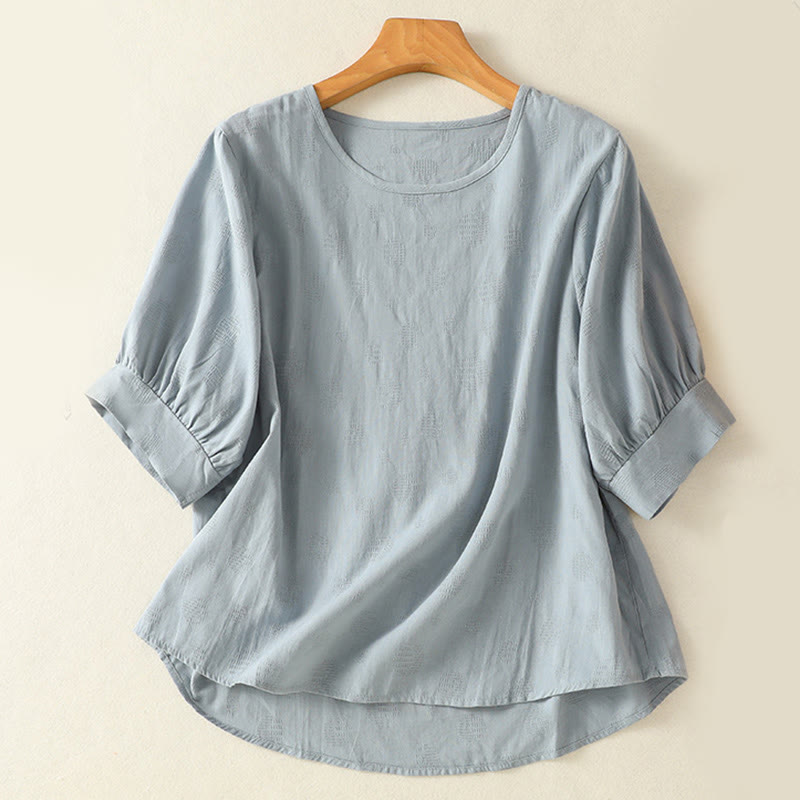 Buddha Stones 2 szt. Gładka damska koszula z krótkim rękawem i spodniami typu harem, zestaw ubrań do medytacji - image 1