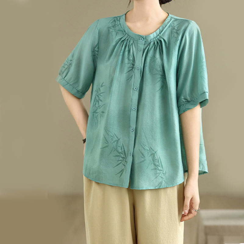 Buddha Stones 2 szt. Koszula damska z krótkim rękawem i spodniami haremowymi, zestaw do medytacji - image 7