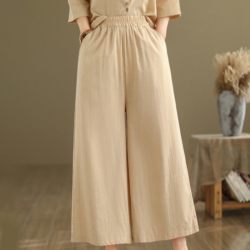 Buddha Stones 2 szt. Koszula damska z kołnierzykiem stojącym, luźne spodnie, zestaw ubrań do medytacji - image 6