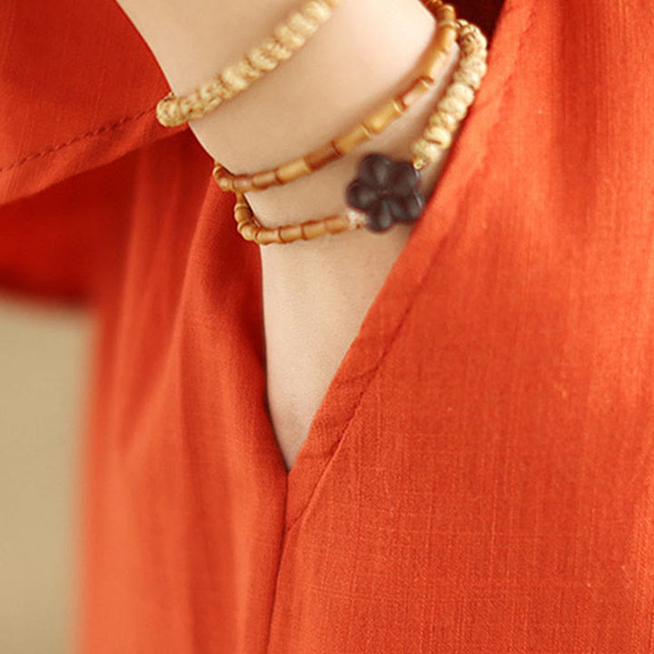 Buddha Stones 2 szt. Koszula damska z kołnierzykiem stojącym, luźne spodnie, zestaw ubrań do medytacji - image 12