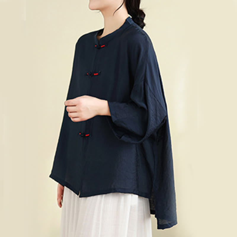 Buddha Stones, 2 sztuki, casualowa damska koszula z guzikami żaby, luźne spodnie, zestaw ubrań do medytacji - image 3