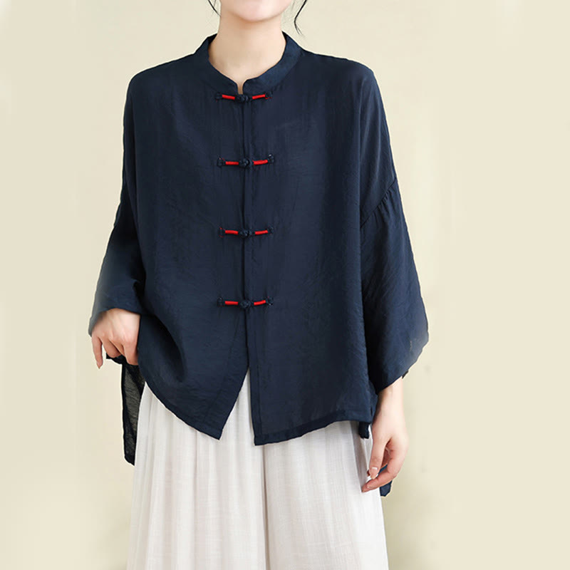 Buddha Stones, 2 sztuki, casualowa damska koszula z guzikami żaby, luźne spodnie, zestaw ubrań do medytacji - image 4