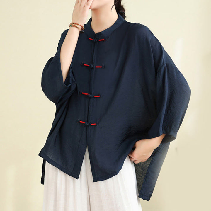 Buddha Stones, 2 sztuki, casualowa damska koszula z guzikami żaby, luźne spodnie, zestaw ubrań do medytacji - image 6