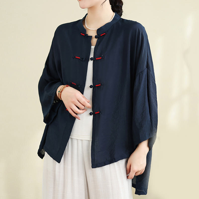 Buddha Stones, 2 sztuki, casualowa damska koszula z guzikami żaby, luźne spodnie, zestaw ubrań do medytacji - image 5