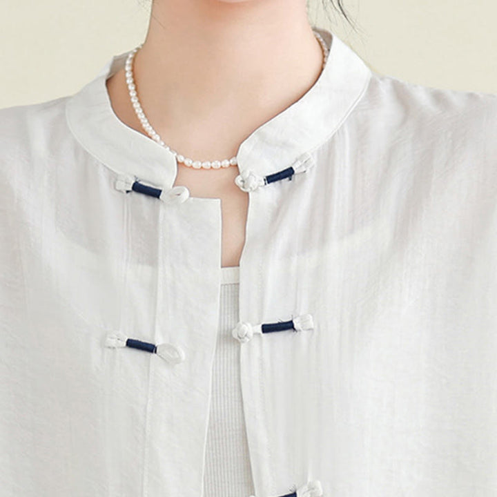 Buddha Stones, 2 sztuki, casualowa damska koszula z guzikami żaby, luźne spodnie, zestaw ubrań do medytacji - image 18