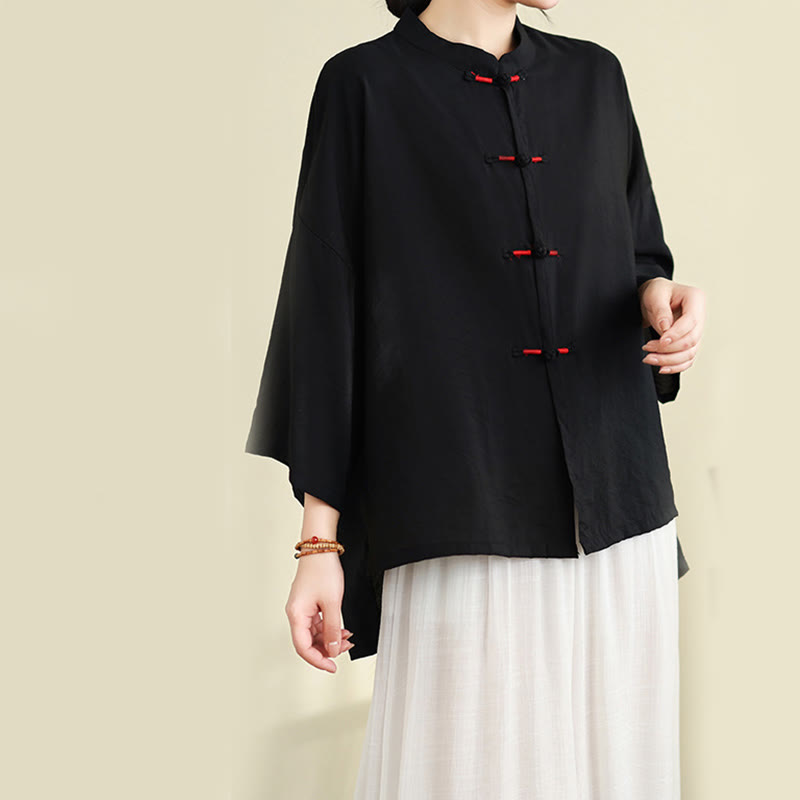 Buddha Stones, 2 sztuki, casualowa damska koszula z guzikami żaby, luźne spodnie, zestaw ubrań do medytacji - image 25