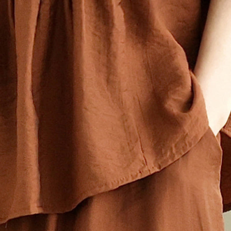 Buddha Stones 2 szt. Koszula damska z kołnierzykiem stojącym, luźne spodnie, zestaw ubrań do medytacji - image 4