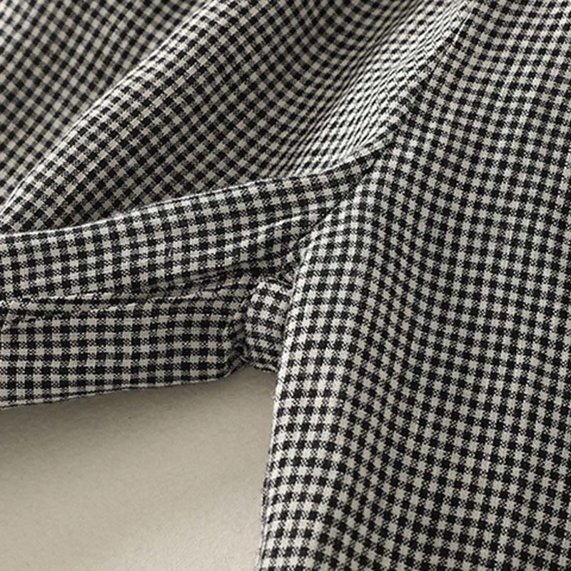 Spodnie damskie typu harem z bawełny i lnu z kieszeniami i wzorem w kratę „Buddha Stones” - image 7