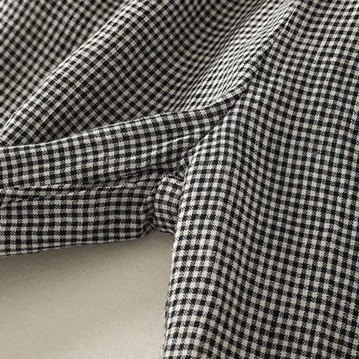 Spodnie damskie typu harem z bawełny i lnu z kieszeniami i wzorem w kratę „Buddha Stones” - image 7