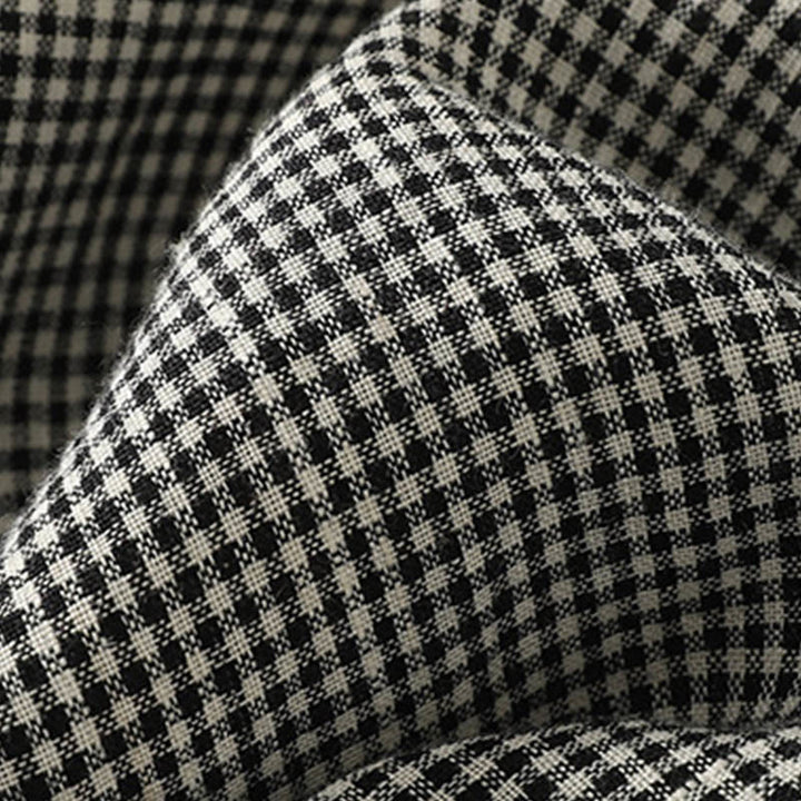 Spodnie damskie typu harem z bawełny i lnu z kieszeniami i wzorem w kratę „Buddha Stones” - image 5