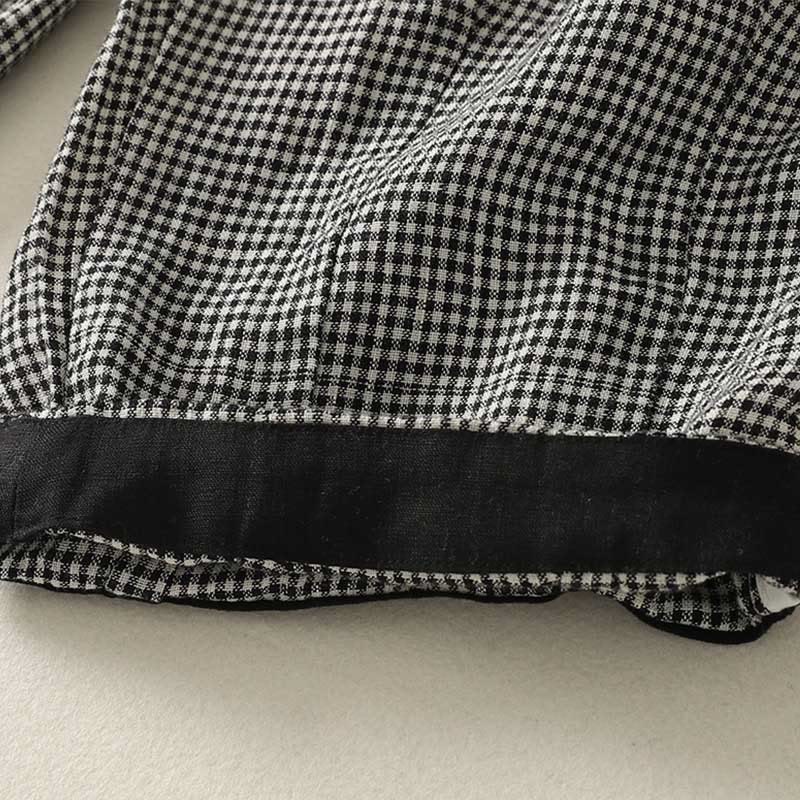 Spodnie damskie typu harem z bawełny i lnu z kieszeniami i wzorem w kratę „Buddha Stones” - image 8