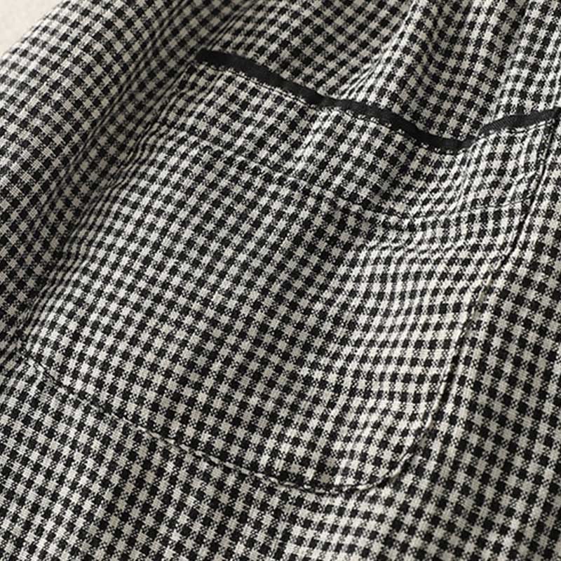 Spodnie damskie typu harem z bawełny i lnu z kieszeniami i wzorem w kratę „Buddha Stones” - image 6