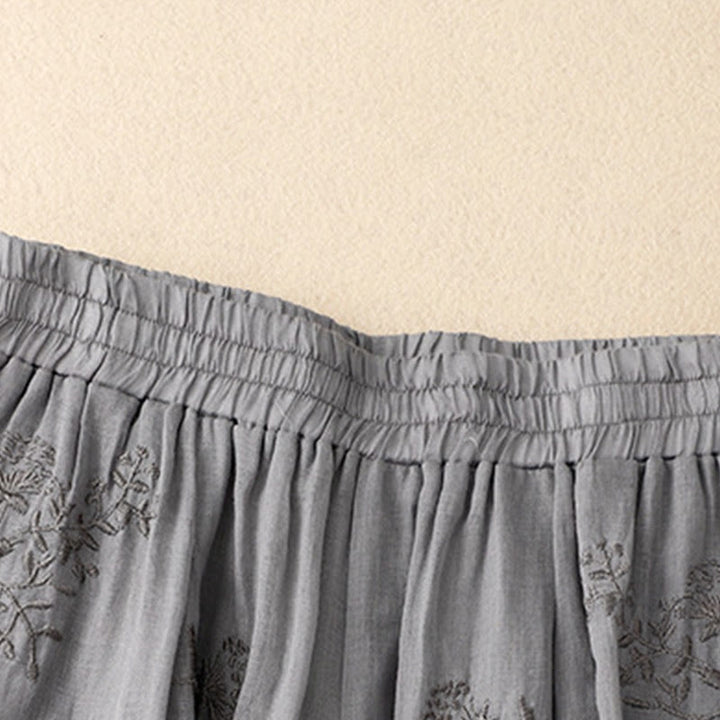 Damskie spodnie haremowe z bawełny i lnu z haftowanymi Buddha Stones i kieszeniami - image 1