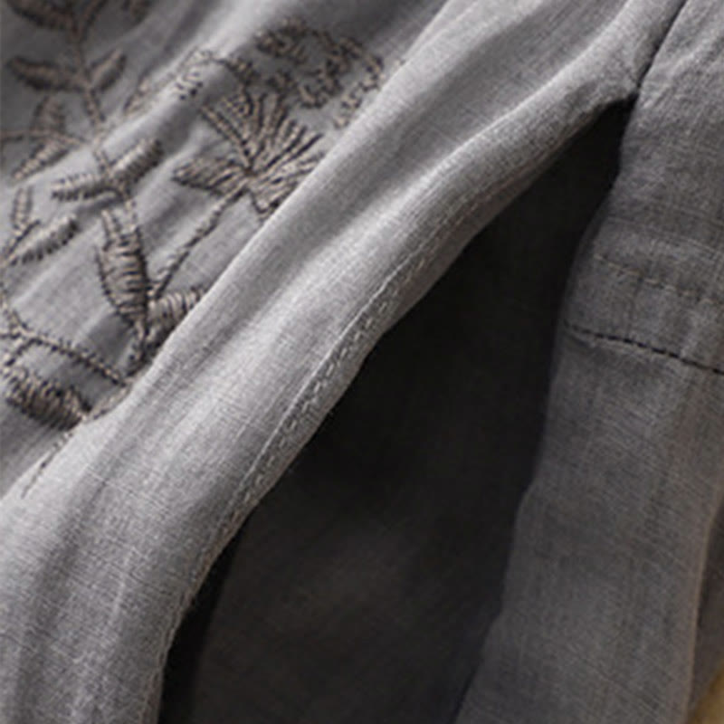 Damskie spodnie haremowe z bawełny i lnu z haftowanymi Buddha Stones i kieszeniami - image 2