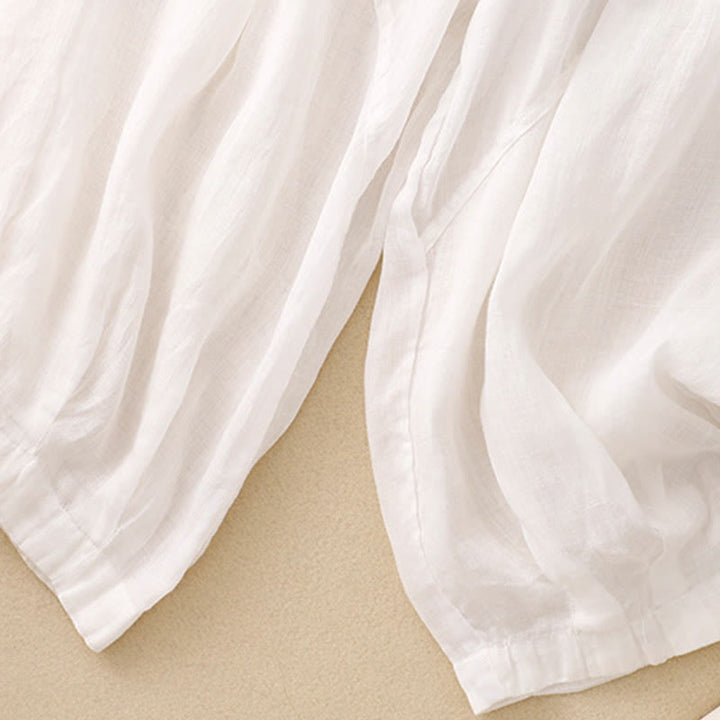 Damskie spodnie haremowe z bawełny i lnu z haftowanymi Buddha Stones i kieszeniami - image 8