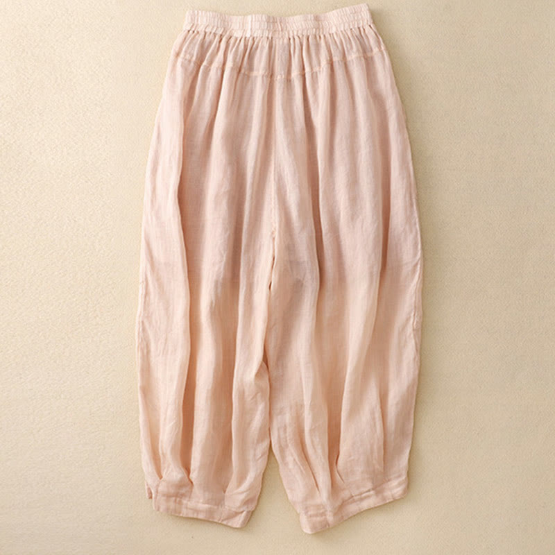 Damskie spodnie haremowe z bawełny i lnu z haftowanymi Buddha Stones i kieszeniami - image 11