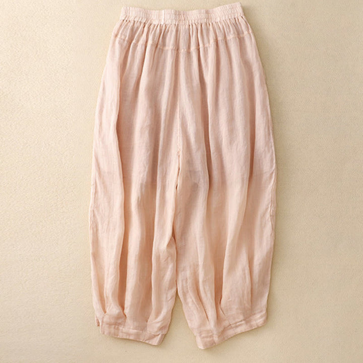 Damskie spodnie haremowe z bawełny i lnu z haftowanymi Buddha Stones i kieszeniami - image 11