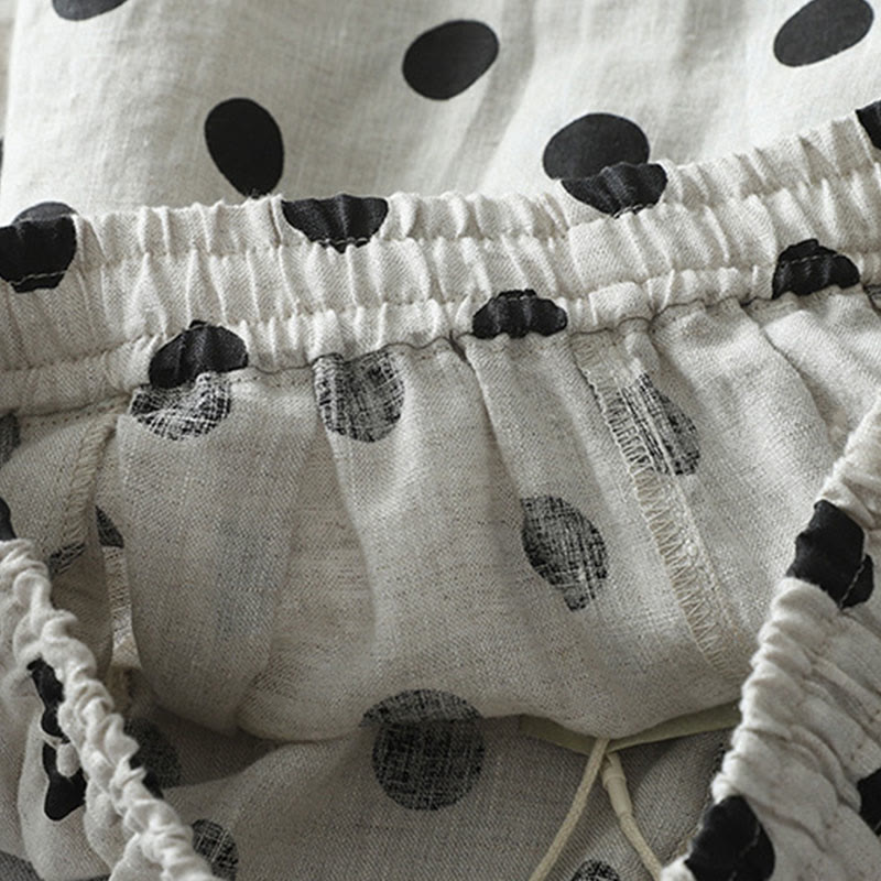 Spodnie harem damskie z bawełny i lnu z kieszeniami, w groszki i kwiaty, z Buddha Stones - image 11