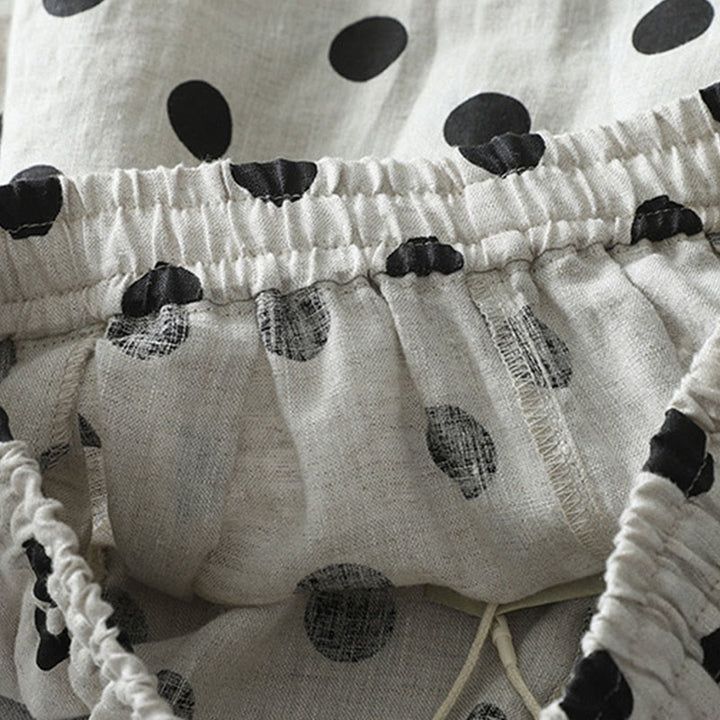 Spodnie harem damskie z bawełny i lnu z kieszeniami, w groszki i kwiaty, z Buddha Stones - image 11