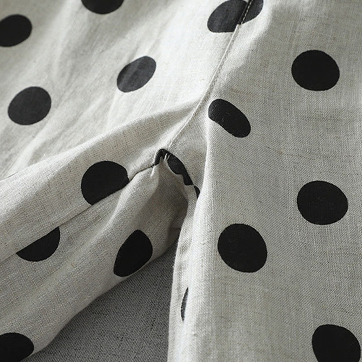 Spodnie harem damskie z bawełny i lnu z kieszeniami, w groszki i kwiaty, z Buddha Stones - image 10