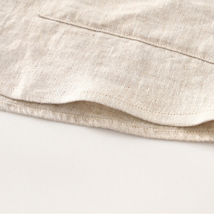 Koszula męska z krótkim rękawem i kieszeniami, lniana, z Buddha Stones , na lato, z guzikami - image 7