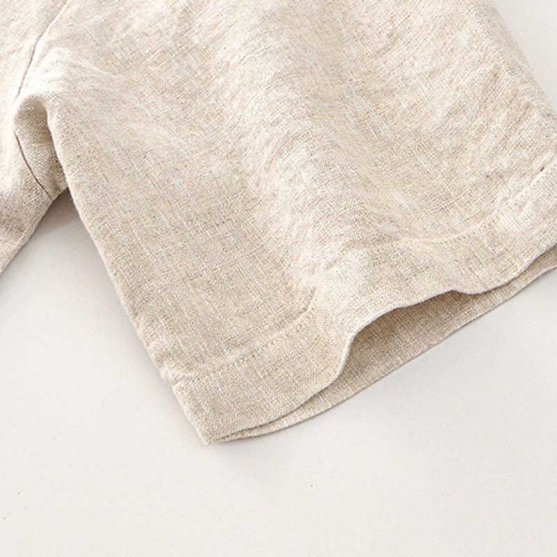 Koszula męska z krótkim rękawem i kieszeniami, lniana, z Buddha Stones , na lato, z guzikami - image 6