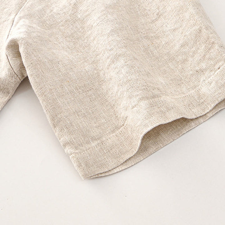 Koszula męska z krótkim rękawem i kieszeniami, lniana, z Buddha Stones , na lato, z guzikami - image 6