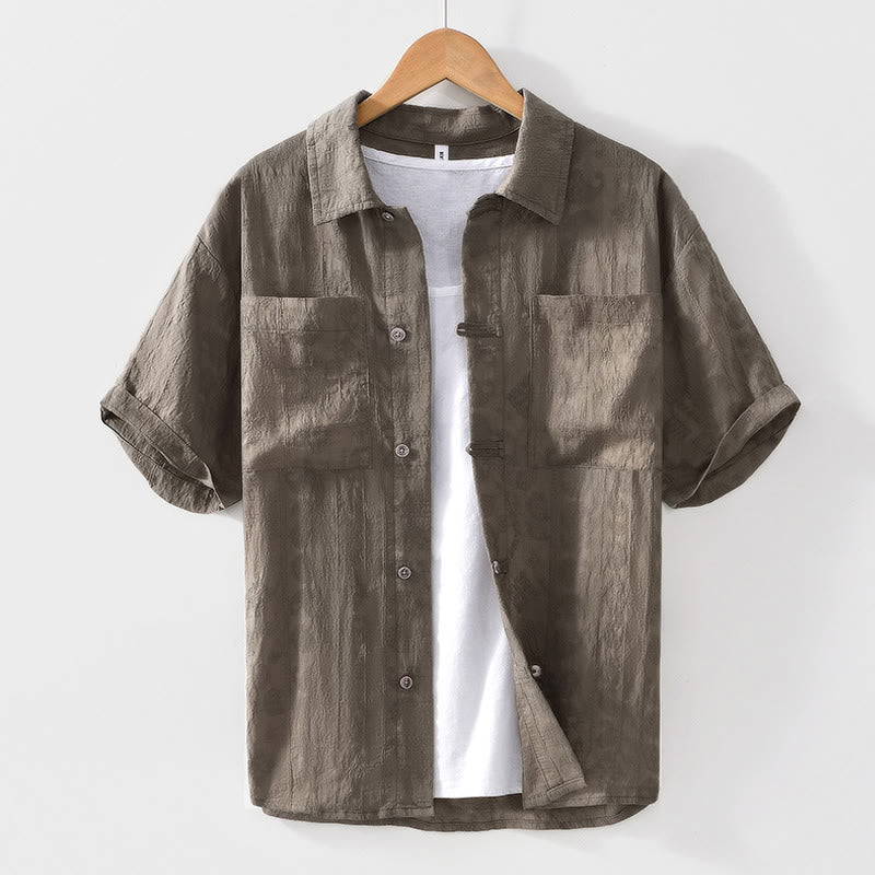 Koszula męska z krótkim rękawem i dwiema kieszeniami „Buddha Stones Summer” z guzikami - Dębnik - US/UK/AU42， EU52 (3XL) - image 19