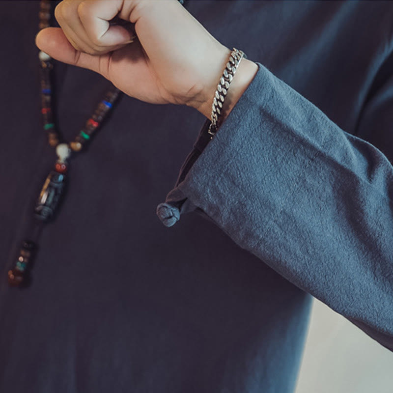 Koszula z Buddha Stones, 2 sztuki, spodnie do kostek z kieszeniami, męski zestaw do medytacji - image 45