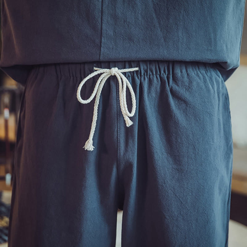 Koszula z Buddha Stones, 2 sztuki, spodnie do kostek z kieszeniami, męski zestaw do medytacji - image 46