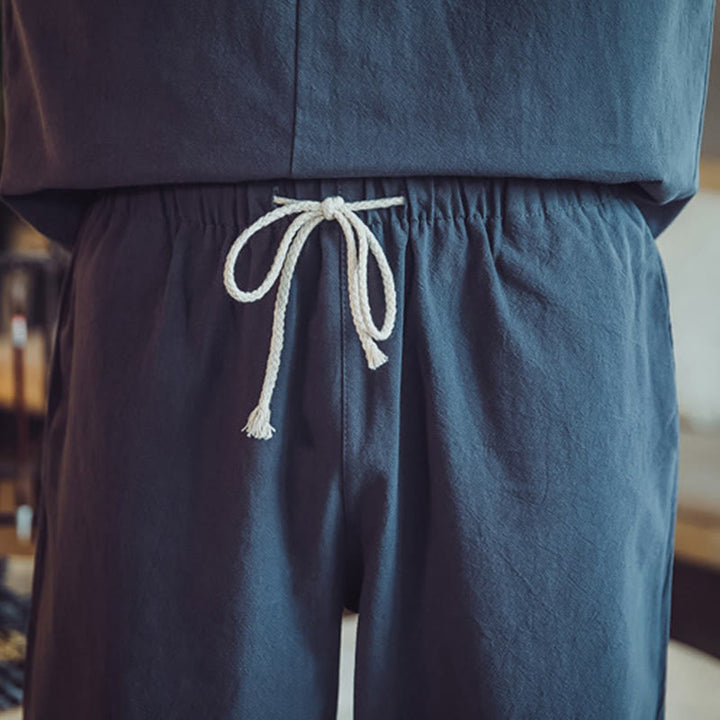 Koszula z Buddha Stones, 2 sztuki, spodnie do kostek z kieszeniami, męski zestaw do medytacji - image 46