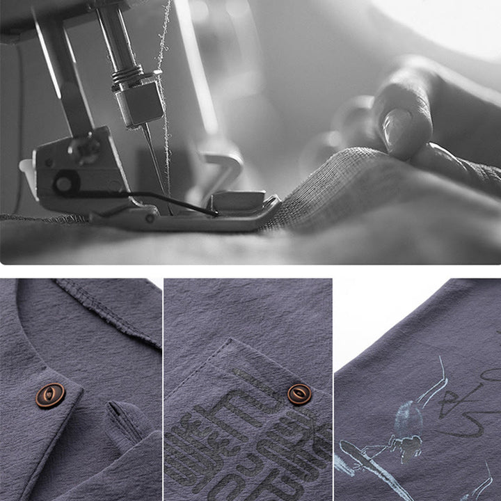 Buddha Stones, 2 szt., chińskie znaki, żuraw, bawełniana koszula, spodnie z kieszeniami, męski zestaw do medytacji - image 27