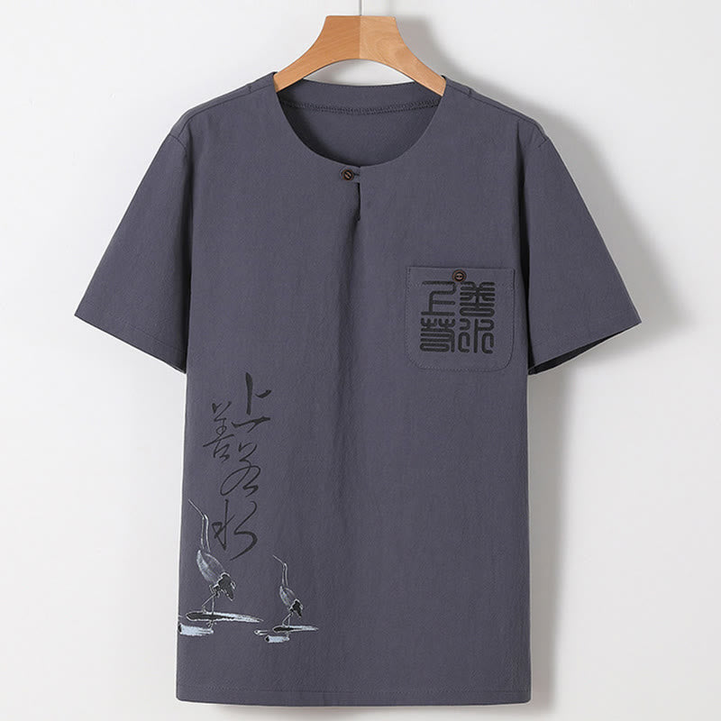 Buddha Stones, 2 szt., chińskie znaki, żuraw, bawełniana koszula, spodnie z kieszeniami, męski zestaw do medytacji - image 19