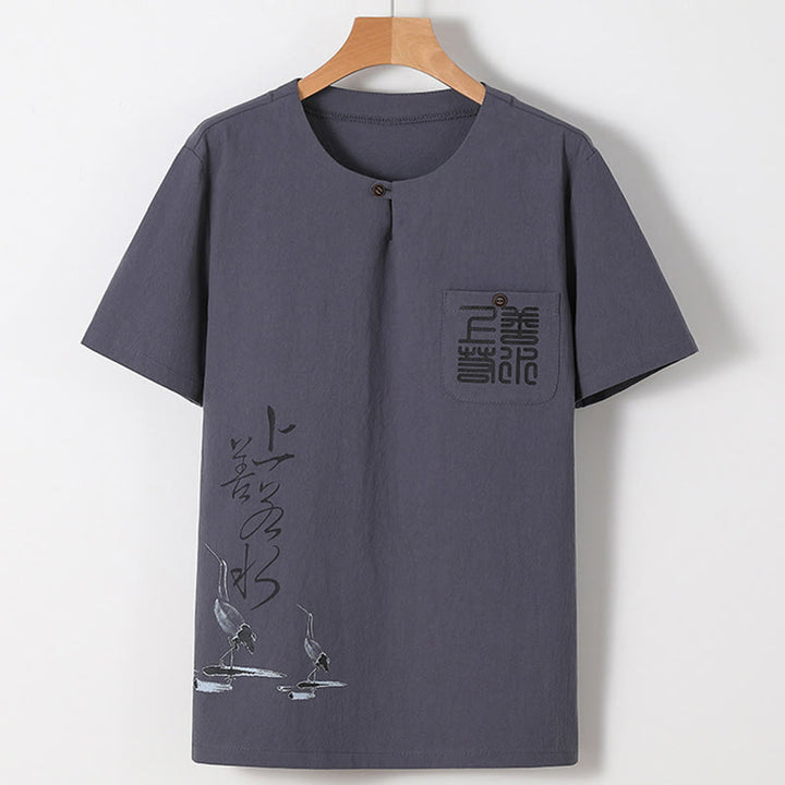 Buddha Stones, 2 szt., chińskie znaki, żuraw, bawełniana koszula, spodnie z kieszeniami, męski zestaw do medytacji - image 19