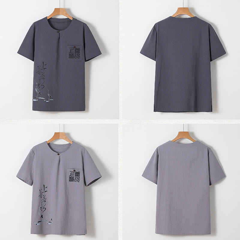 Buddha Stones, 2 szt., chińskie znaki, żuraw, bawełniana koszula, spodnie z kieszeniami, męski zestaw do medytacji - image 29