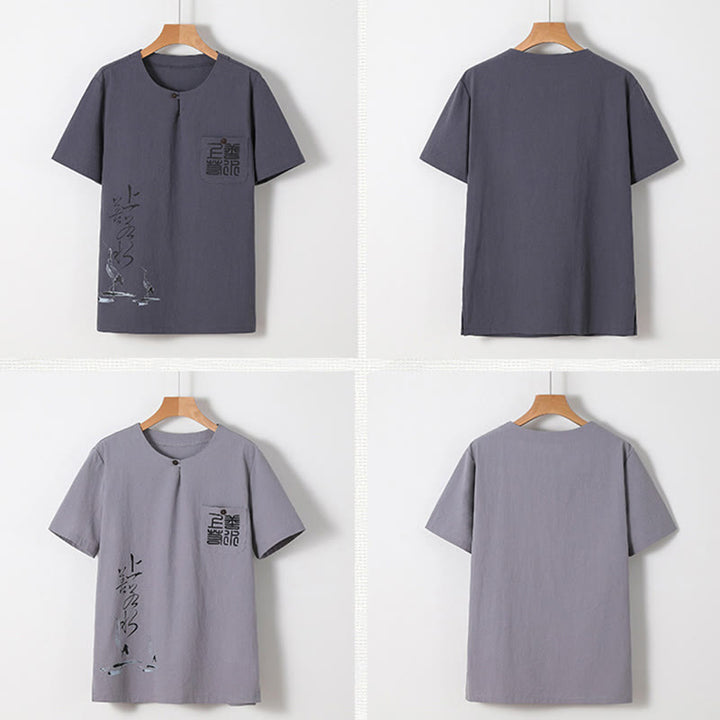 Buddha Stones, 2 szt., chińskie znaki, żuraw, bawełniana koszula, spodnie z kieszeniami, męski zestaw do medytacji - image 29