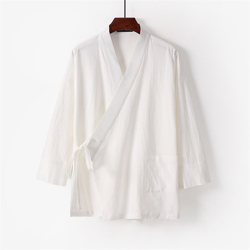 Buddha Stones, 2-częściowy zestaw spodni kimono z bawełny i lnu, sznurowanych, z kieszeniami, męski zestaw do medytacji - image 2