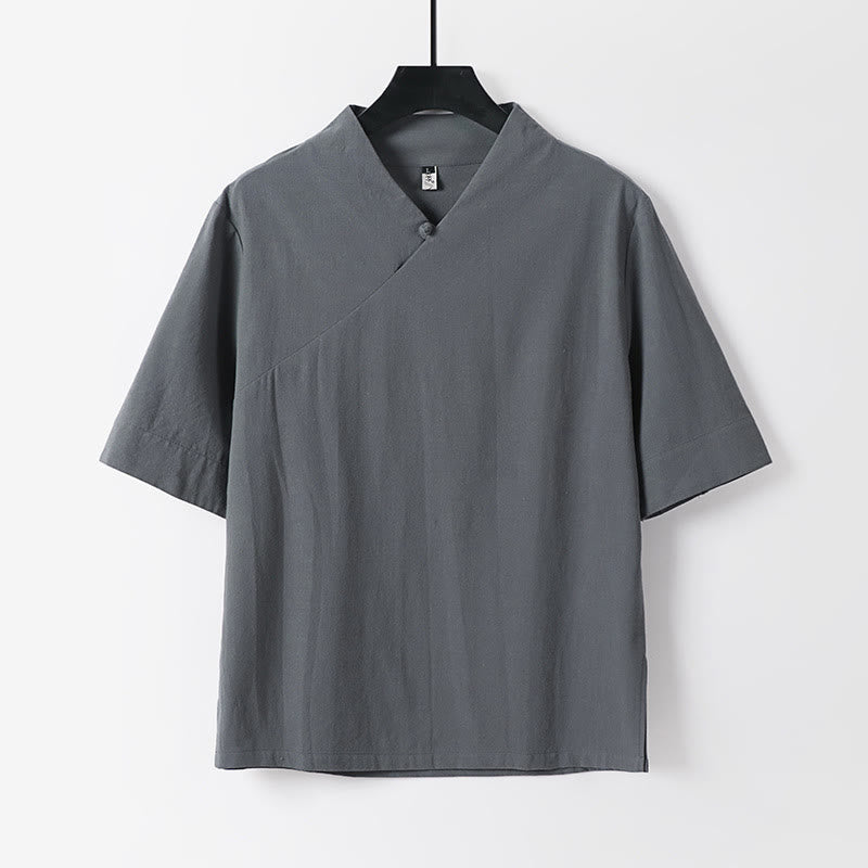 Buddha Stones, 2 sztuki, koszula z krótkim rękawem, spodnie z bawełny z dekoltem w serek i kieszeniami, męski zestaw do medytacji - image 8