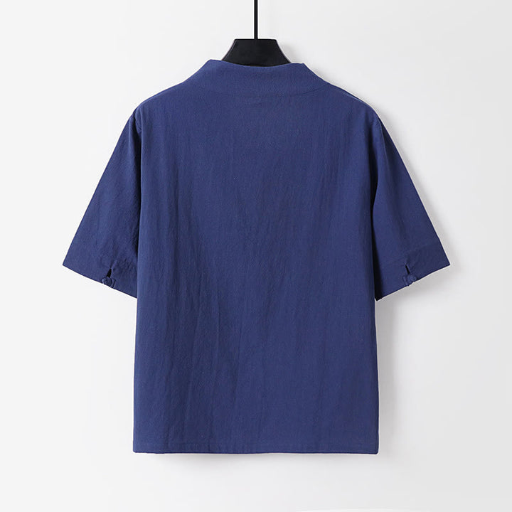 Buddha Stones, 2 sztuki, koszula z krótkim rękawem, spodnie z bawełny z dekoltem w serek i kieszeniami, męski zestaw do medytacji - image 2