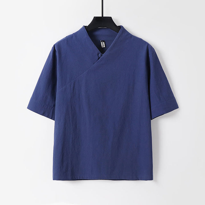 Buddha Stones, 2 sztuki, koszula z krótkim rękawem, spodnie z bawełny z dekoltem w serek i kieszeniami, męski zestaw do medytacji - image 1