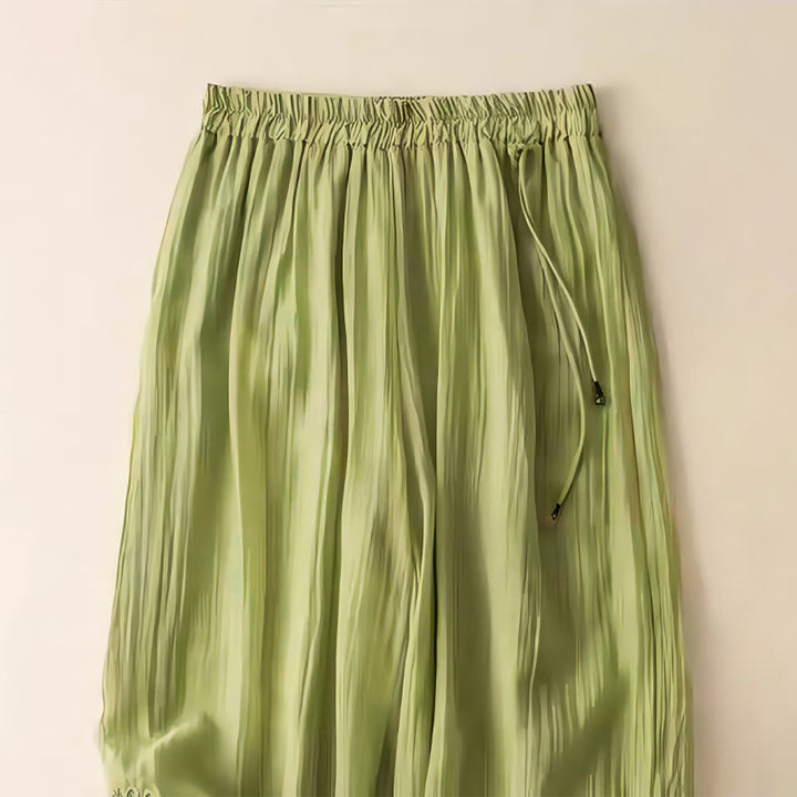 Buddha Stones Retro Casual Haftowany Wzór Ściągacz Bawełna Len Damskie Szerokie Nogawki Spodnie Z Kieszeniami