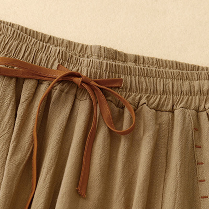 Spodnie damskie z szerokimi nogawkami i kieszeniami, z szerokimi nogawkami i bawełny, z Buddha Stones , z rozcięciami po bokach i kieszeniami - image 1