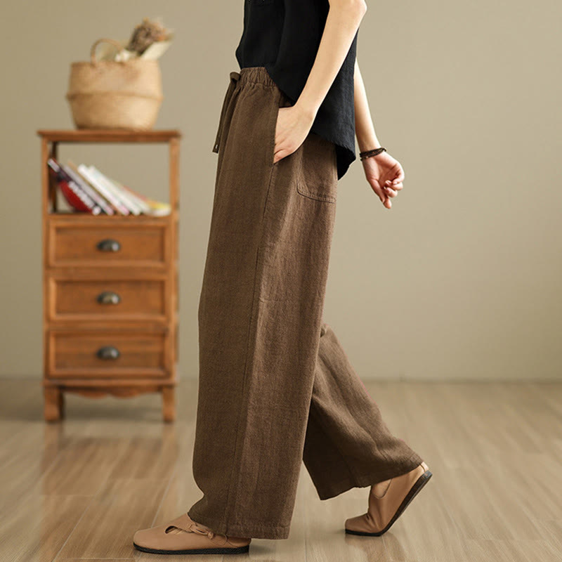 Spodnie damskie haremowe z bawełny ze ściągaczem i kieszeniami, w jednolitym kolorze, z kolekcji Buddha Stones Commute Retro - image 17