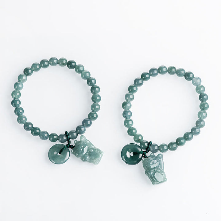 Bransoletka z Buddha Stones jadeitem i klamrą pokoju, z kotem na szczęście i dobrobytem - image 10