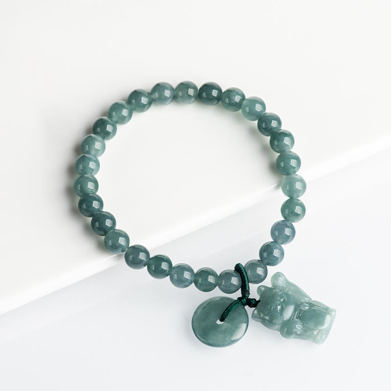 Bransoletka z Buddha Stones jadeitem i klamrą pokoju, z kotem na szczęście i dobrobytem - image 11