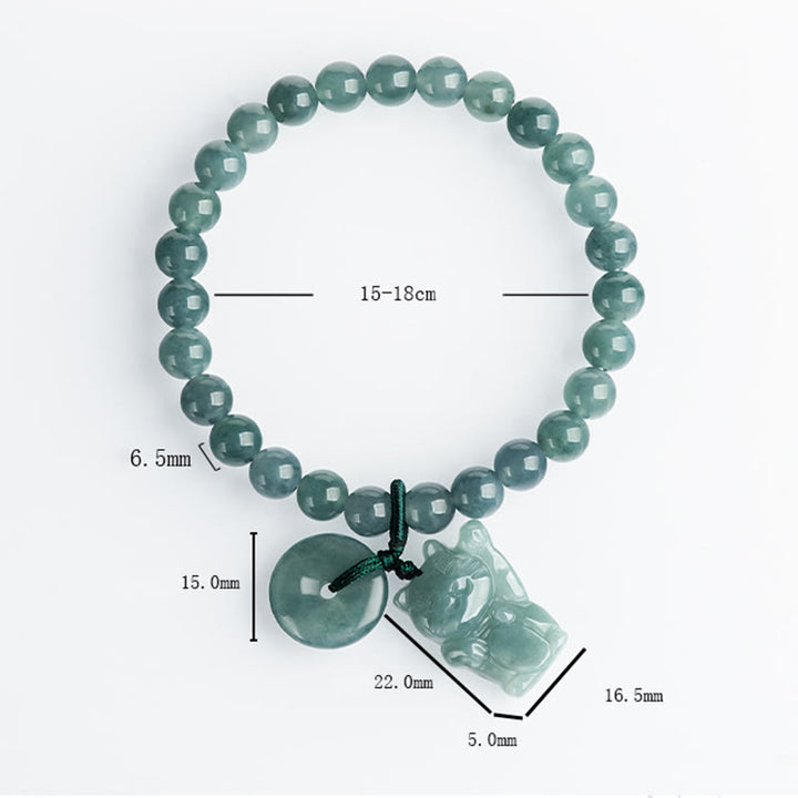Bransoletka z Buddha Stones jadeitem i klamrą pokoju, z kotem na szczęście i dobrobytem - image 8