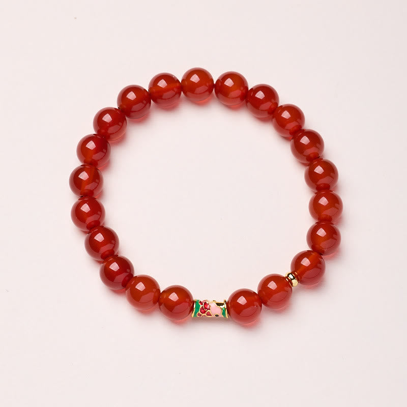Bransoletka z naturalnego czerwonego agatu z Buddha Stones, dająca szczęście i pewność siebie w kształcie ryby Koi - Agat czerwony-8mm - image 5